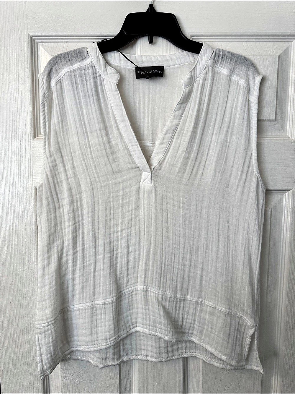 Michael Stars Double Gauze Henley Tank White